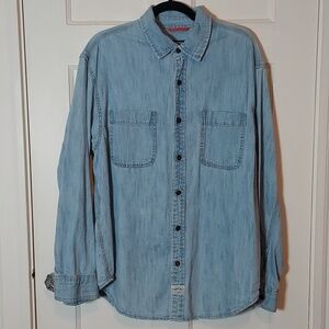 Signature by Levi Strauss Shirt Men's Light Blue Denim Button Down Size Large